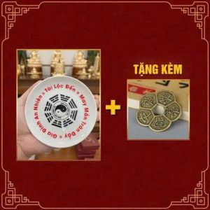 Combo đĩa tam cát + Xu hoa mai chiêu tài lộc
